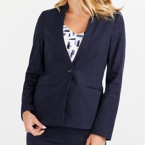 Navy blue linen blend blazer jacket - EUC